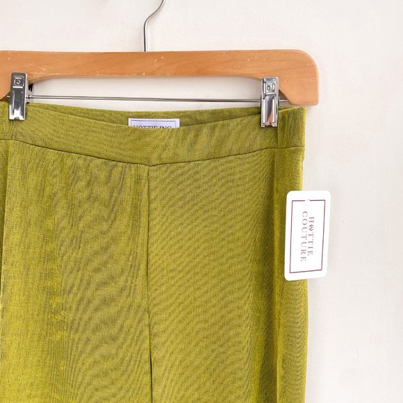 Hottie Couture Women's Green Stretchy High Waisted Flared Leg Pant - Picture 4 of 10